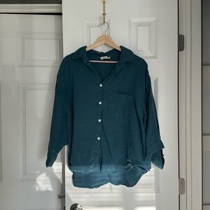 Deiji Studios M/L Blue Linen Top